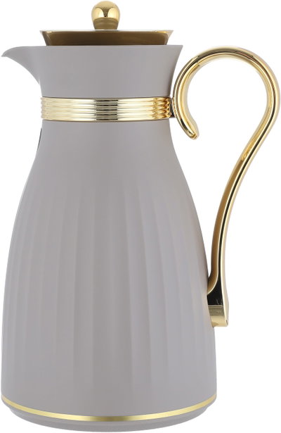 Al Saif Gallery Danat thermos set, 1/0.7 liter, thermal glass inner shell, plastic outer shell - light gray product image 3