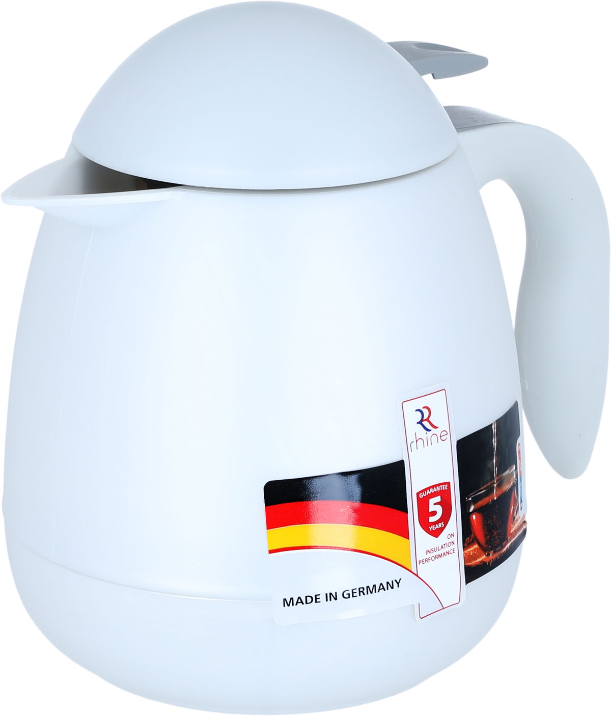 Al-Rhine thermos, 0.5 liters, compressor, thermal glass inner container, plastic outer shell - white product image 3