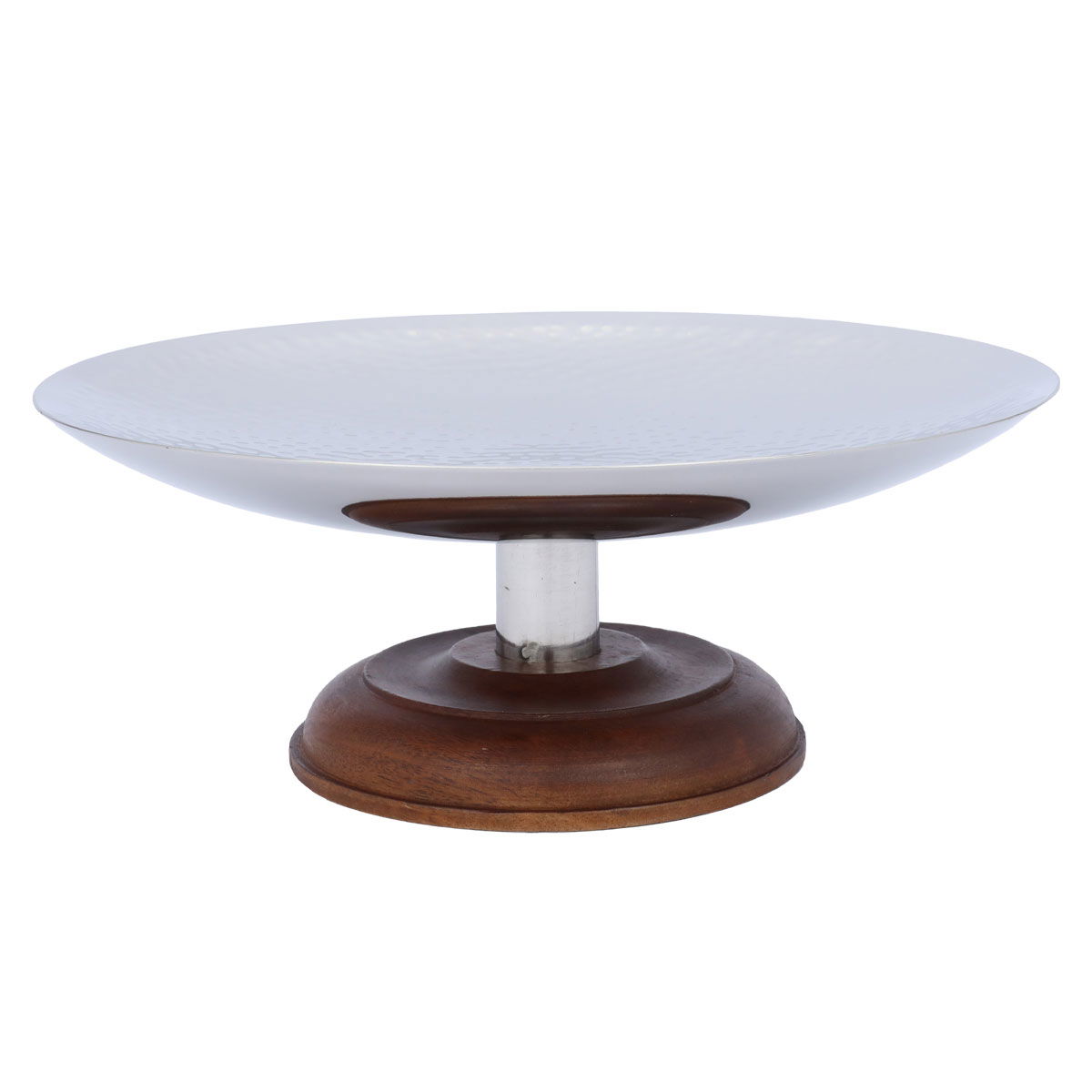Al Saif Gallery steel circular dessert serving stand, 30 cm, with a wooden base - silver product image 2