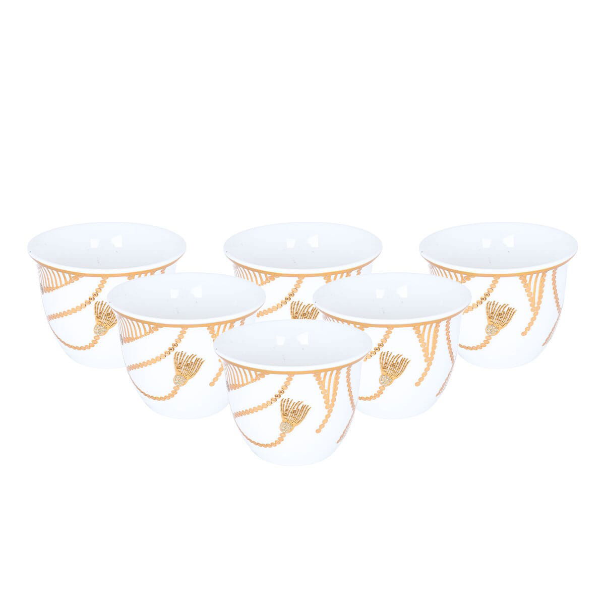 طقم تقديم بيالات وفناجين قهوة مع الصحن زجاج السيف غاليري، 26 قطعة، نقش ذهبي - أبيض product image 3