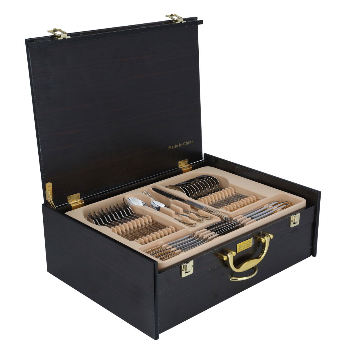 Al Saif Gallery Steel Cutlery Bag, 72 Pieces - Silver Gold product image