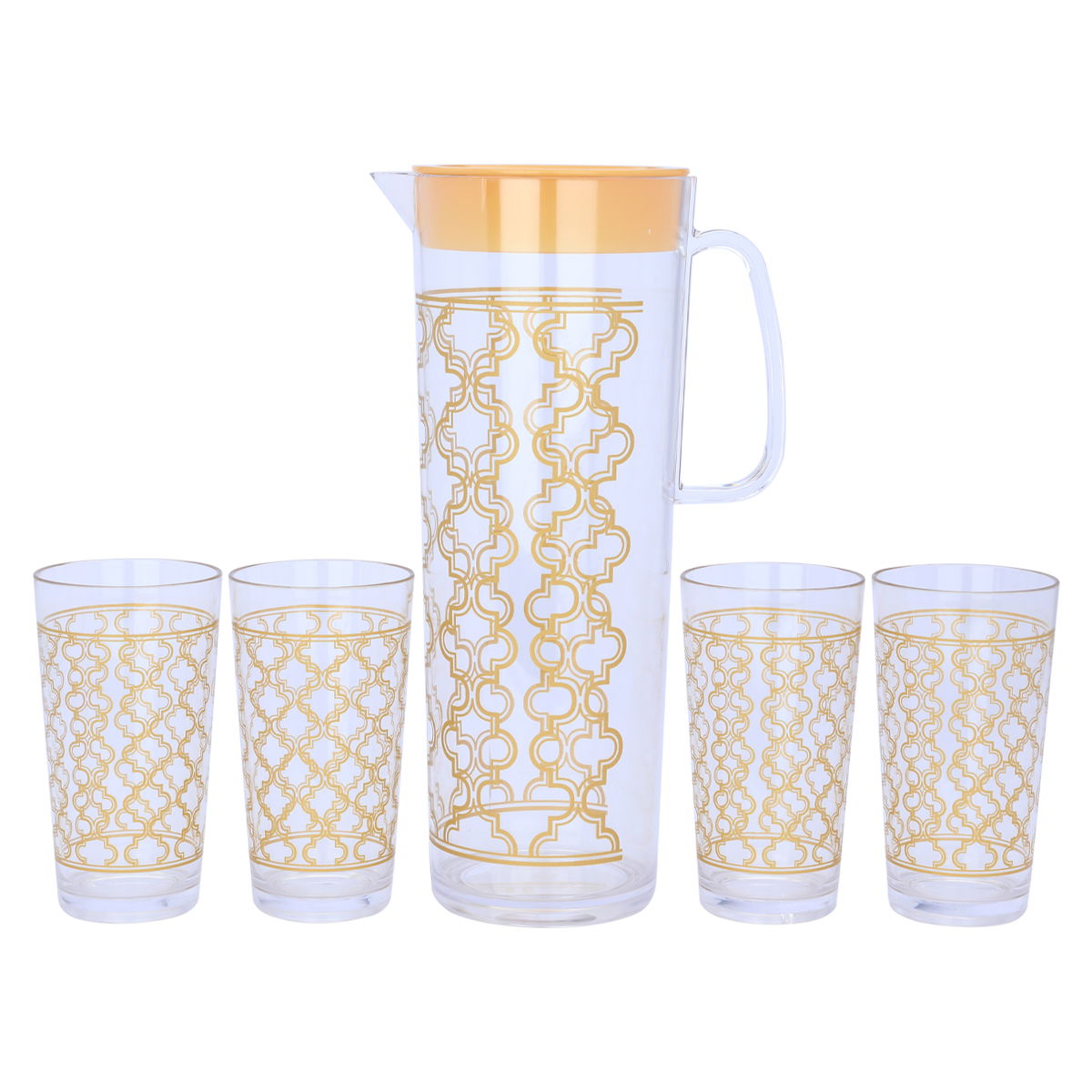 Geek with Al Saif Gallery acrylic cups, 1.5 liters / 400 ml, gold embossed, 5 pieces - clear product image 1