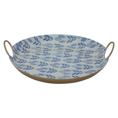 Al Saif Gallery Copper Serving Tray, 37x37x4 cm, Round, Handle - White product image 1
