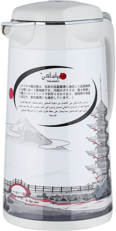 ترمس فوجي كاواساكي، 1.6 لتر، خامة داخلية زجاج، هيكل خارجي ستانلس استيل - أبيض فضي product image 4