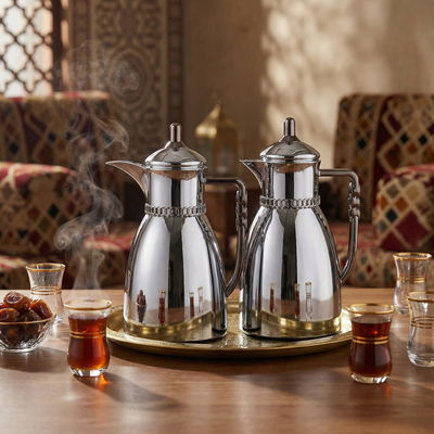 طقم ترامس بيان السيف غاليري، 0.7 / 1 لتر، 2 قطعة، حافظة داخلية زجاج حراري، يد نيكل أسود - فضي لامع product image 2