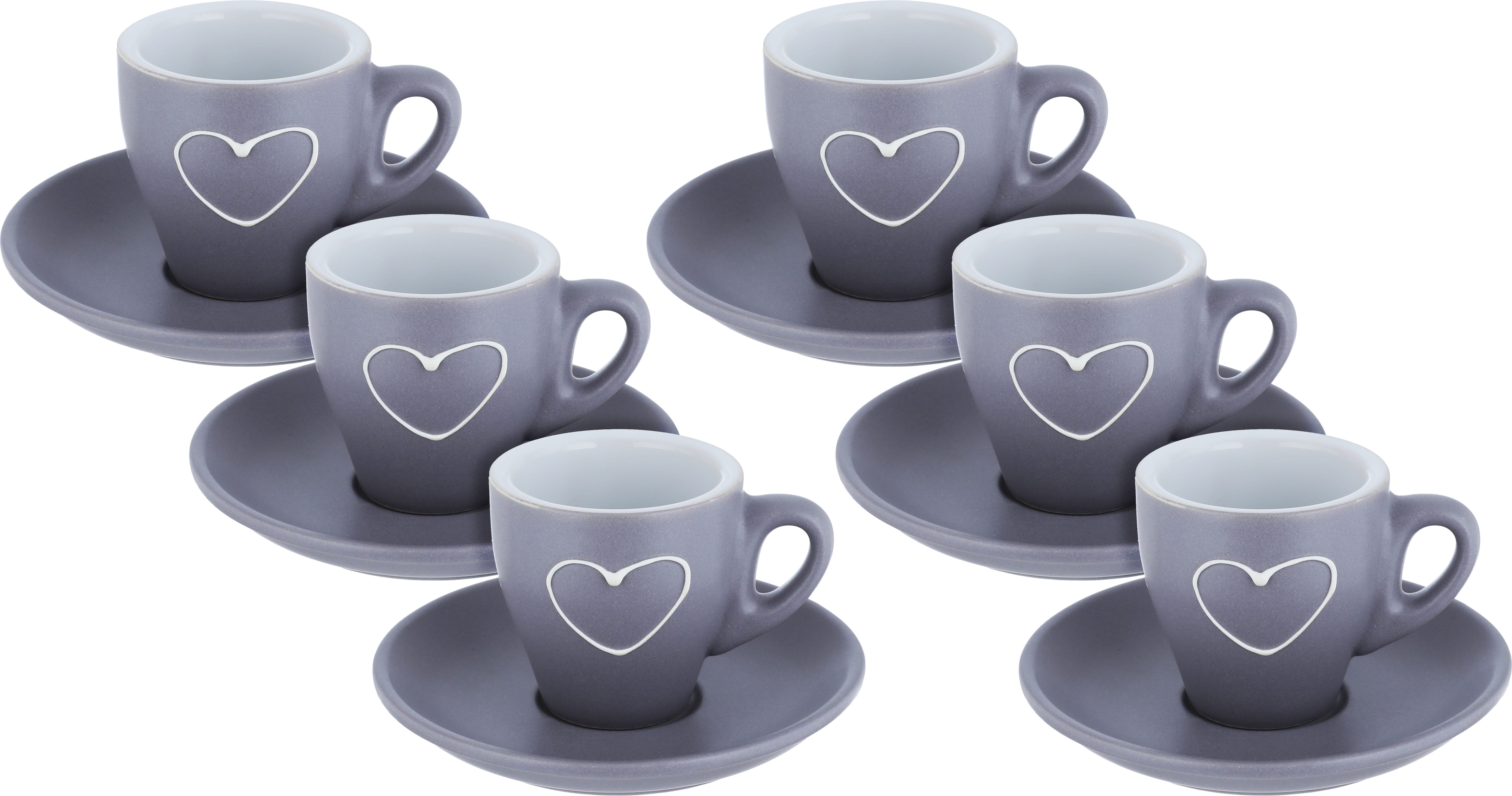 Al Saif Gallery Porcelain Coffee Cup Set, 12 Pieces - Gray product image 1