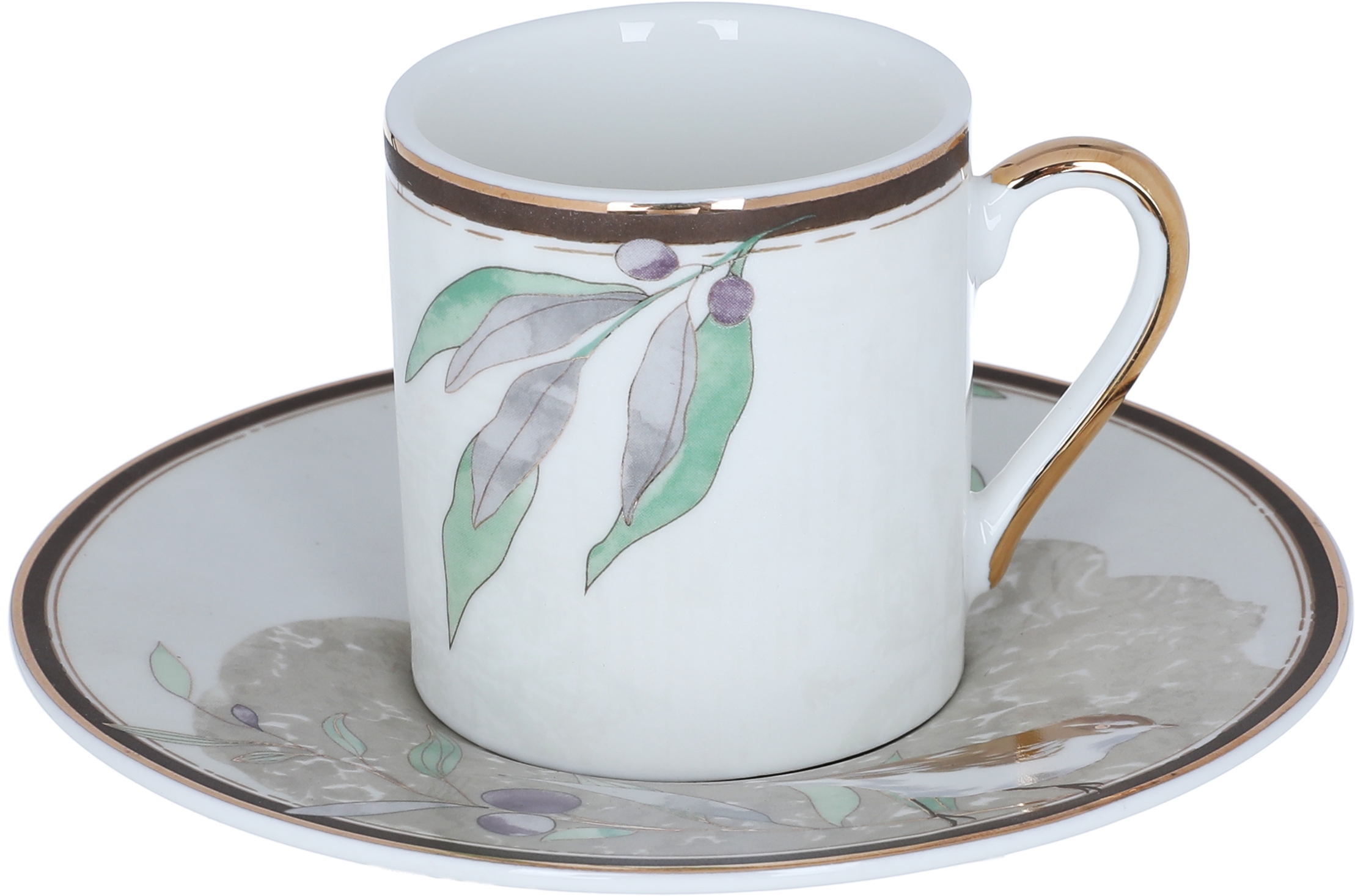 Al Saif Gallery porcelain Turkish coffee cups serving set, with saucers, 6 pieces - white product image 2