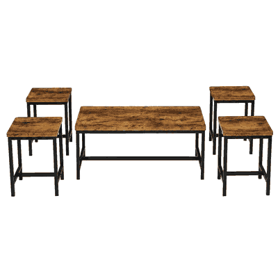 طقم طاولات خشب MDF و معدن، 5 قطع - اسود بني product image 3