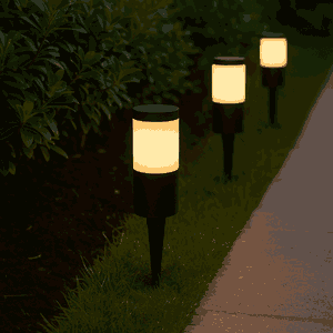 Outdoor lighting pole made of durable resin plastic (Fumajali), 43 x 10 cm, E27 bulb base - Black product image
