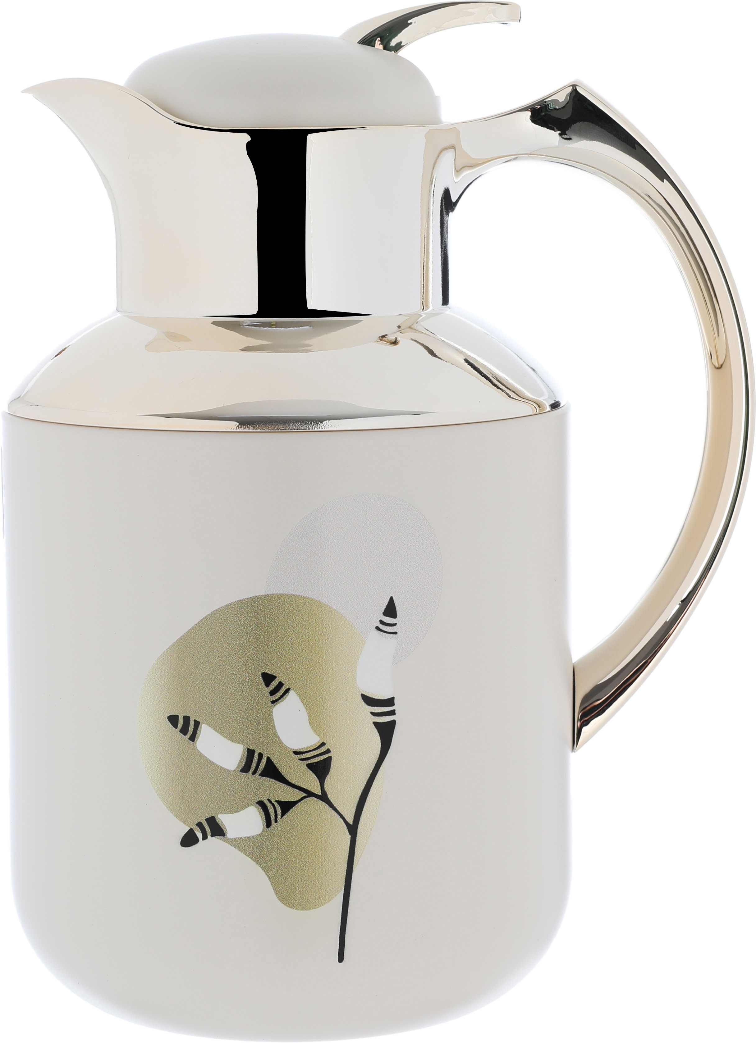 Al Saif Gallery Florya Pro thermos set, 1/0.5 liter, two pieces, thermal glass inner container, steel outer shell - white beige product image 4
