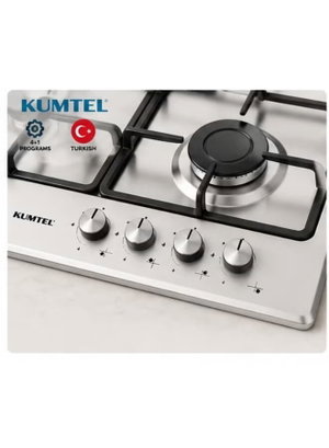 موقد غاز مدمج كومتل، 60×52 سم، 4 شعلات، M6-40BF/H - فضي product image 2