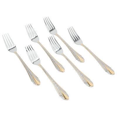 طقم شوك استيل السيف غاليري، 6 قطع - فضي ذهبي product image 1