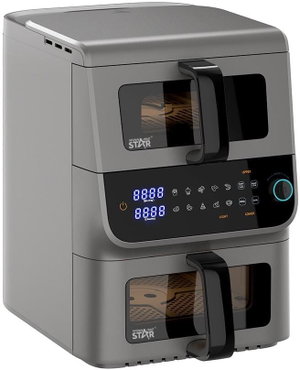 Winning Star ST-9693 Double Air Fryer, 6.5/3.5 Liter, 2500 Watts, Digital - Gray product image 2