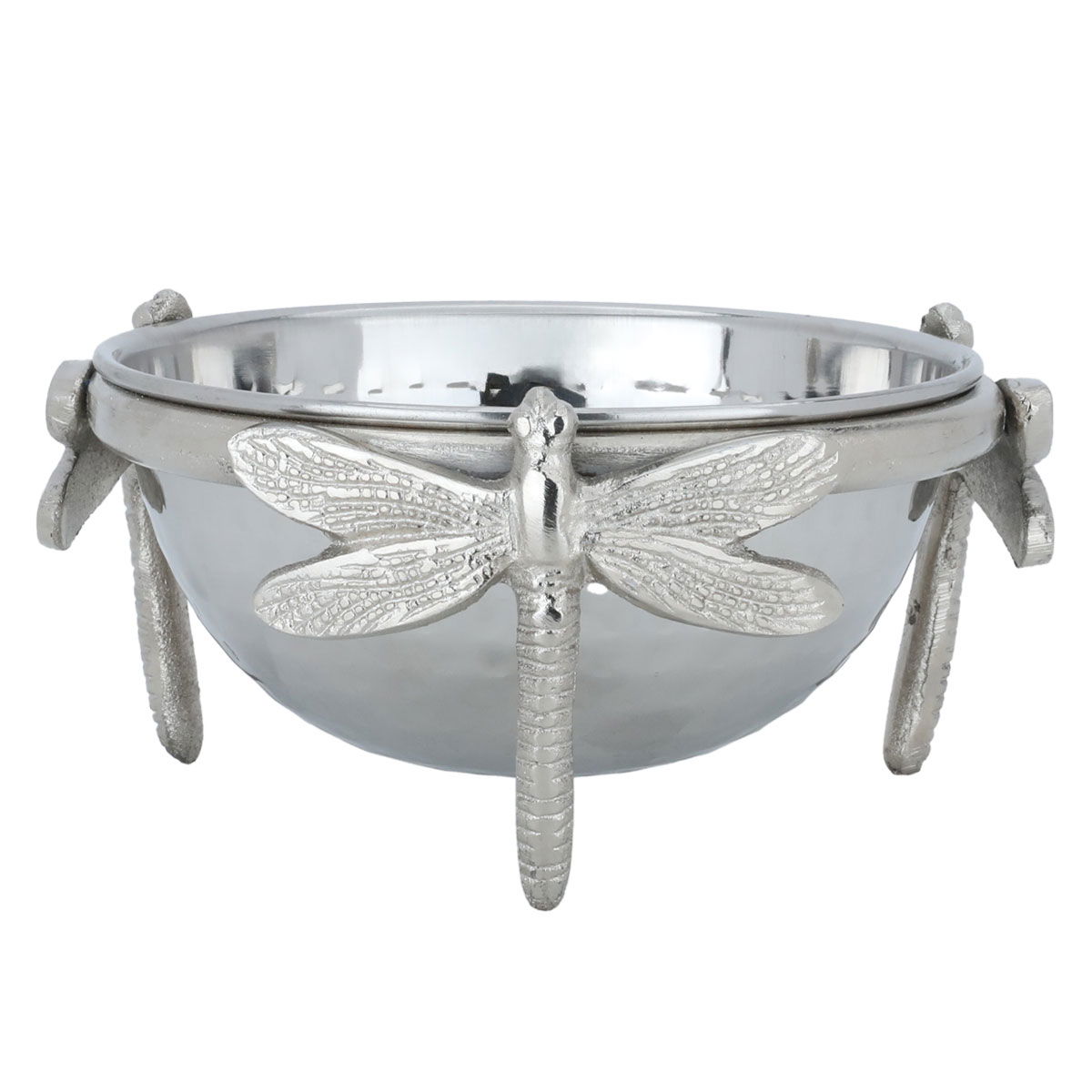 Al Saif Gallery Porcelain Bowl, 18.5 x 18.5 x 9 cm, deep round, butterfly legs - silver product image 1