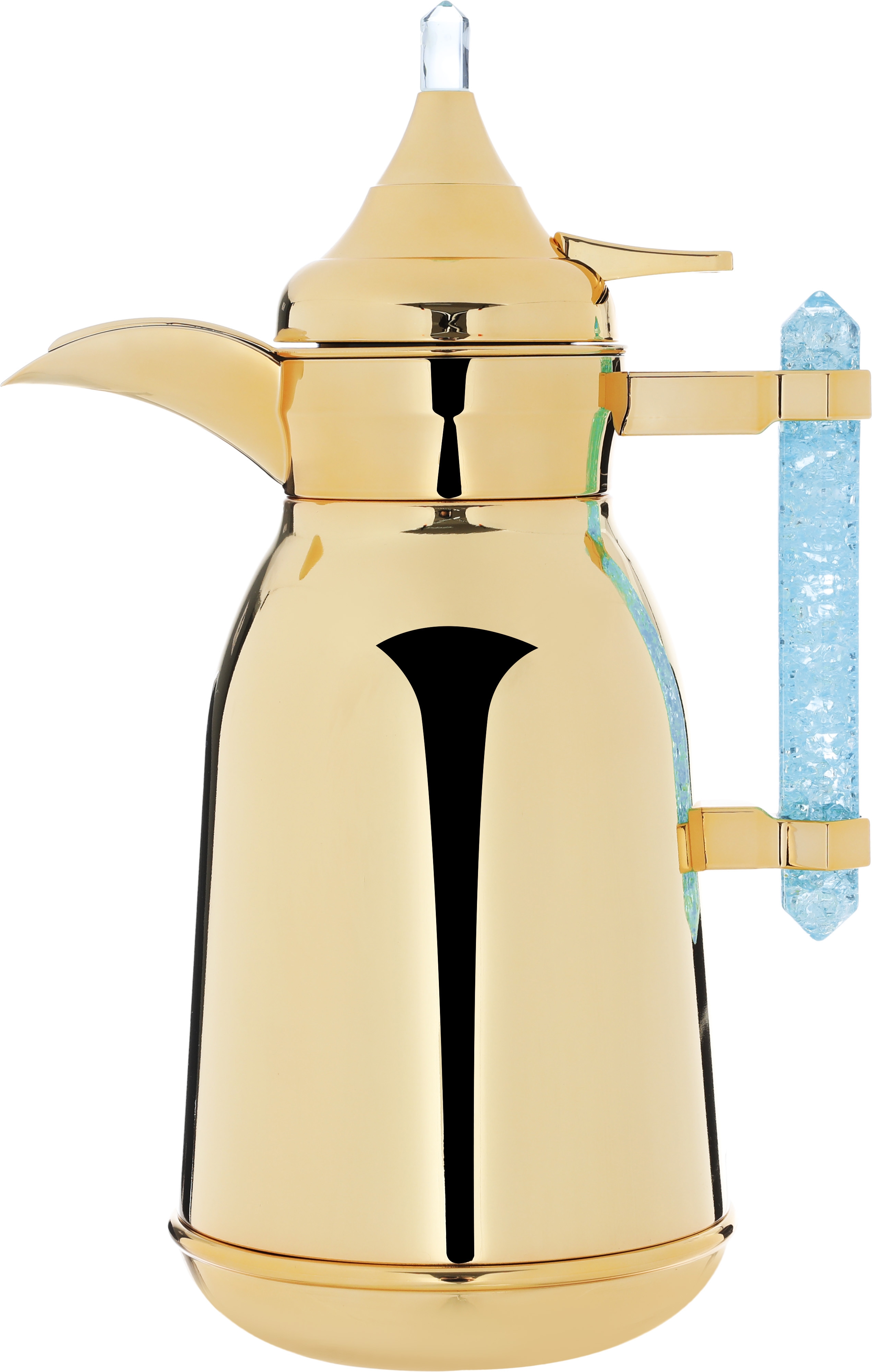 Al Saif Gallery Shahad thermos set, 1 liter, crystal handle, thermal glass inner case, steel outer case - gold product image 2