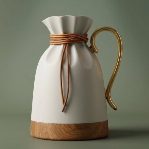 Everest Balqis Thermos, 1 liter, glass inner shell, plastic outer shell - white brown product image