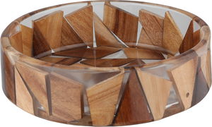 Al Saif Gallery Acrylic serving dish, 20x20x5.5 cm, round - light wood product image