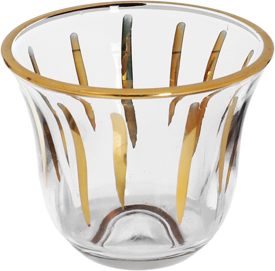Al Saif Gallery Glass Coffee Cup Set, 6 Pieces, 90 Ml, Golden Pattern - Transparent product image 2
