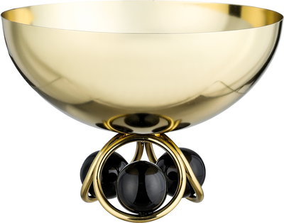Al Saif Gallery Stainless Steel Serving Bowl, 24x24x15 cm, Round, Base - Black Gold product image 2