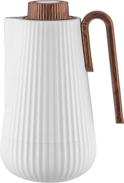Glory Sumo Thermos, 1 liter, wooden handle, glass interior, pusher - white wooden product image 2