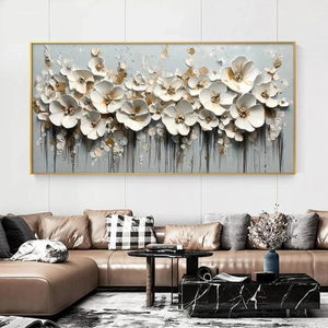 لوحة جدارية كانفس يدوي مع طباعة، 180×90 سم، اطار ذهبي - متعدد الالوان product image