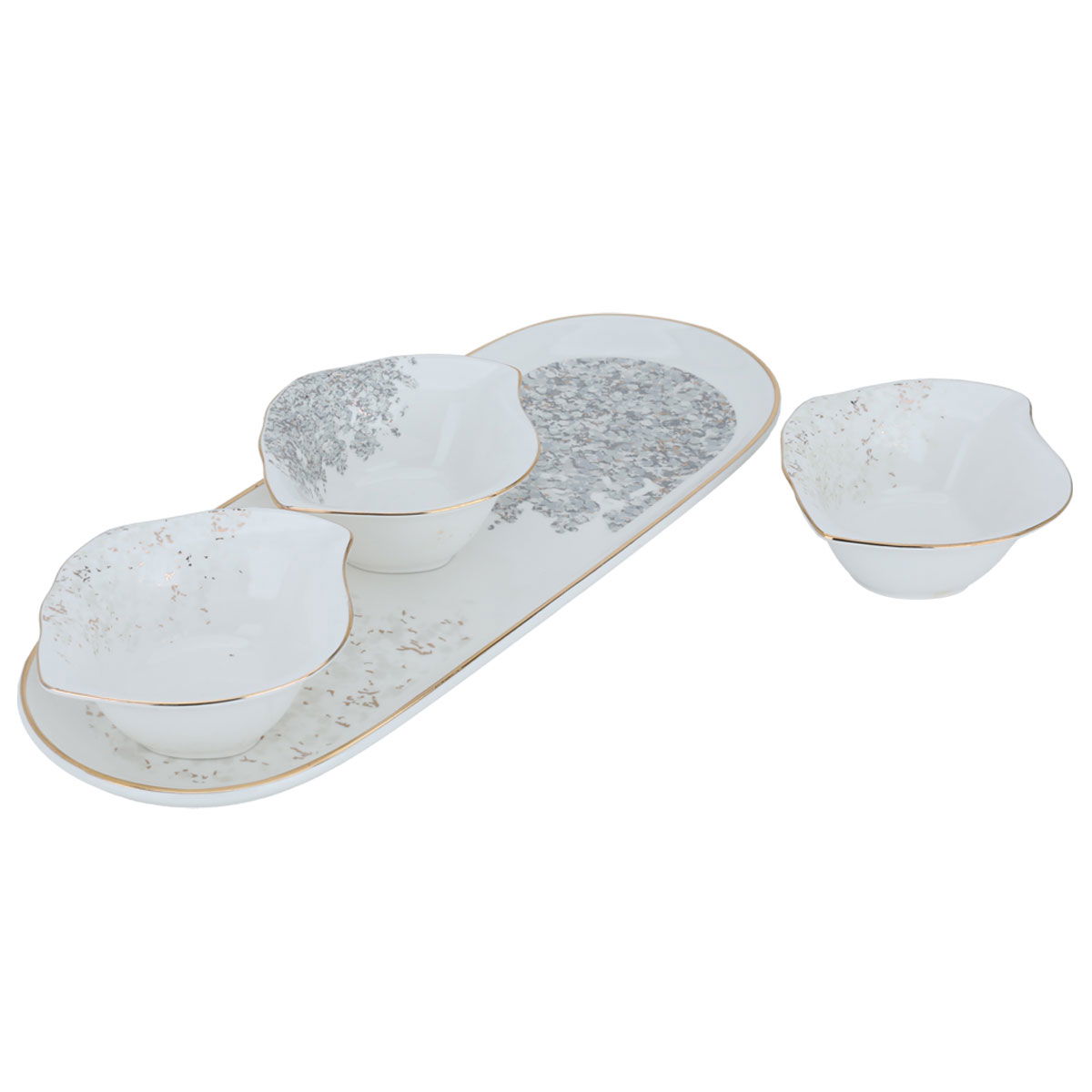 Al Saif Gallery Porcelain Yogurt Set, 4.5 Inch, Oval Plate, 4 Pieces - White product image 2