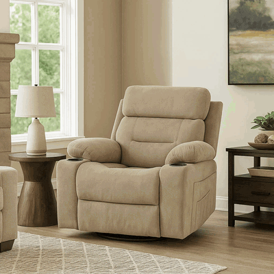 Fabric Swivel Reclining Chairs, 100×80×77 Cm - Grey product image 2