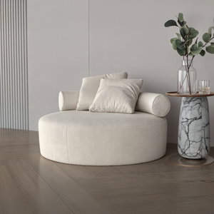 Modern Swedish wood sofa, 120x120x35 cm, Chanel fabric - off-white product image