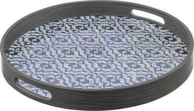 Al Saif Gallery Wooden Tray Set, Round, 2 Pieces - Wood Gray product image 3