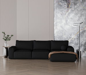 Modern Swedish wood sofa, 265 x 160 cm, chenille fabric - black product image 2