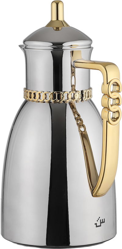 Al Saif Gallery Bayan Thermos Set, 0.7/1 Liter, 2 Pieces, Tempered Glass Inner Container, Gold-Silver Shiny Handle product image 7