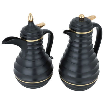 Al Saif Gallery Thermal Glass Thermos Set, 2 Pieces, 1/0.75 Liter - Black product image 2