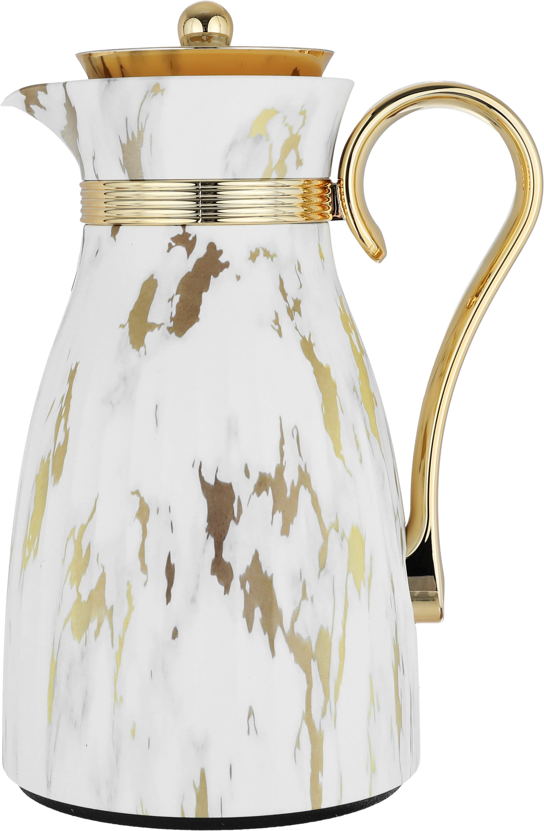 Al Saif Gallery Danat thermos set, 1/0.7 liter, golden handle, 2 pieces, thermal glass inner shell, plastic outer shell - white product image 3