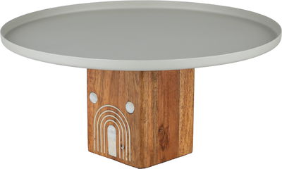 ستاند تقديم ستانلس استيل السيف غاليري، 30.5x30.5x16 سم، قاعدة خشب - كريمي خشبي product image 3