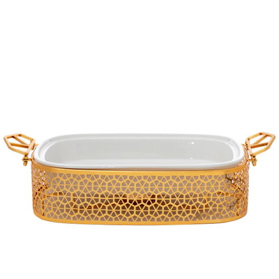 Al Saif Gallery Porcelain Food Heater, 16 inch- Gold product image 2