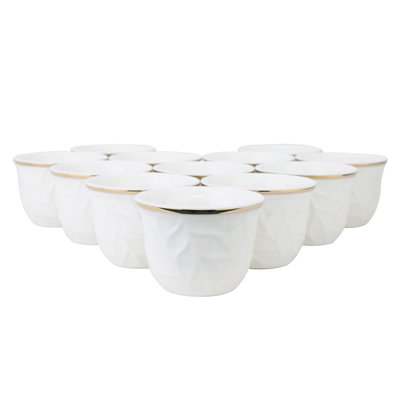 Al Saif Gallery porcelain Arabic coffee cups set, wooded, with golden calligraphy, 12 pieces - white product image 1