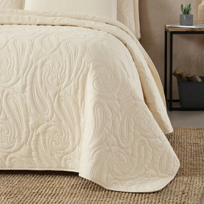 طقم لحاف بيزلي مايكروفايبر، 260x235 سم، نفرين، 6 قطع - كريمي product image 5