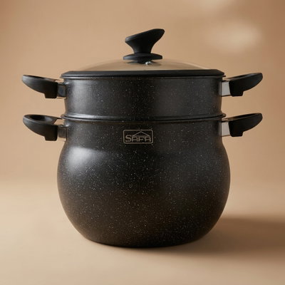 قدر طهي مزدوج جرانيت سافا، 8 لتر - أسود product image 1