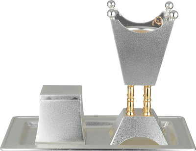 طقم مبخرة ستانلس استيل السيف غاليري، 3 قطع، طوفرية مستطيل - فضي ذهبي product image 1