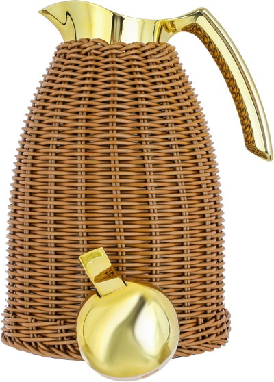 Timeless rattan thermos, 1.5 liters, golden handle, thermal glass inner container, plastic outer shell - brown product image 4