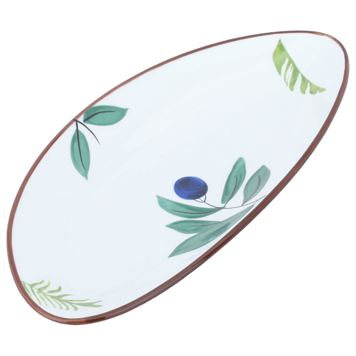 Al Saif Gallery porcelain dessert plate, 9.75 inches, oval, engraved - white product image