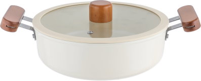 قدر طهي سيراميك تورنادو، 22سم، غطاء زجاج - بيج product image 2