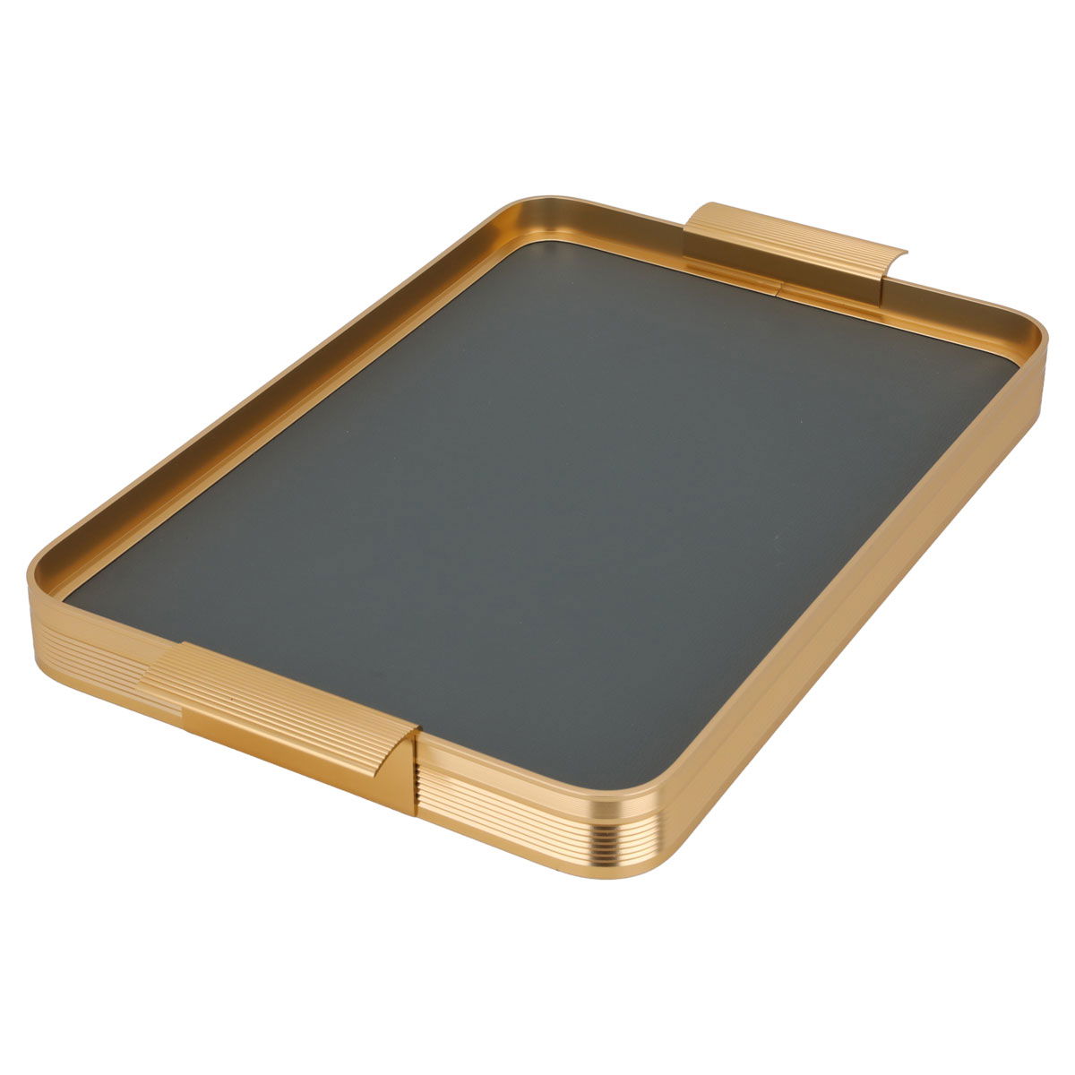 طوفرية استيل السيف غاليري، 45x27.4x3.9 سم، مستطيل، بجلد رمادي فاتح، بيد - ذهبي product image 2