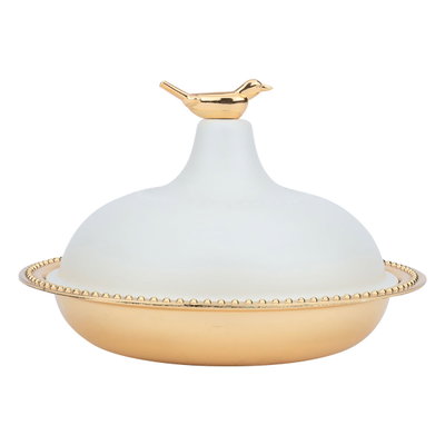 Round Tamriya with bird cover, steelAl Saif Gallery, 13x13x7 cm - gold product image 2