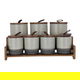 Al Saif Gallery Aluminum Spice Cans Set, 7 Pieces, 300/400 ml, Wooden Stand - Dark Gray product image 1
