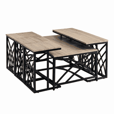 طقم طاولات خشب MDF و معدن، 7 قطع - اسود بني product image 2