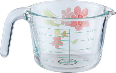 كوب قياس زجاج السيف غاليري، 500 مل، نقش ورد - شفاف product image 1