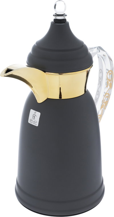 Al Saif Gallery Qamar thermos set, 1 liter, thermal glass inner container, steel outer shell - dark gray product image 4