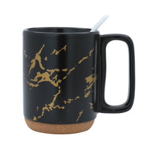 Al Saif Gallery Porcelain Mug with Brown Base, 300 ml - Black Marble product image