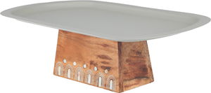 ستاند تقديم ستانلس استيل السيف غاليري، 13.5×28×45.5 سم، قاعدة خشب، مستطيل - رمادي فاتح خشبي product image 2